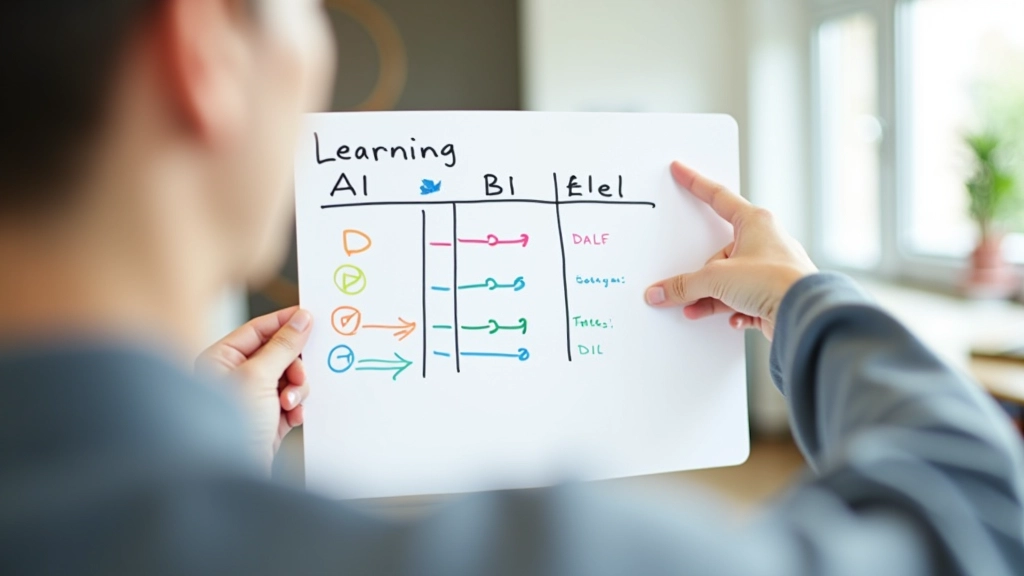 Grafische weergave van taalvaardigheid niveaus met stijgende bars en kleuren van groen tot blauw